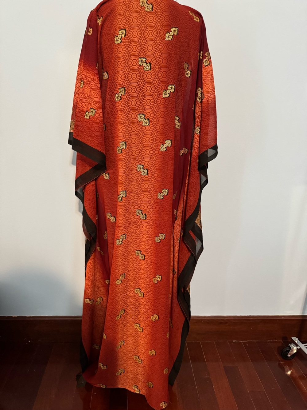 Embroidered Rust Paisley Caftan Dress - Picture 4 of 6